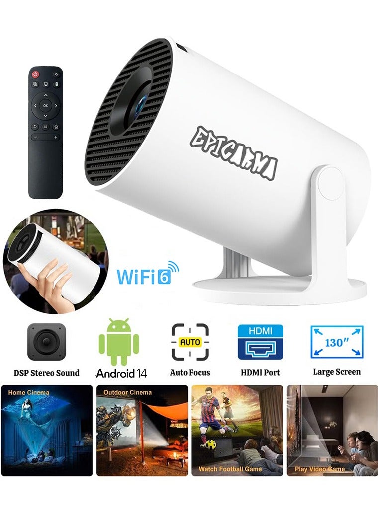 epicarma جهاز عرض محمول ذكي صغير مع دعم 4K بدقة عالية كاملة - أندرويد 11، واي فاي 6، بلوتوث 5.4، 170 لومن ANSI - مسرح منزلي محمول يصل إلى 130 بوصة - جهاز عرض أفلام داخلي/خارجي - متوافق مع عصا التلفاز/HDMI/USB/PS5/iOS/أندرويد - Image 1